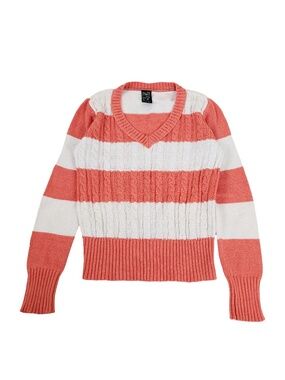 Kids Cable Knit Sweater Orange White Size 8Y Children’s